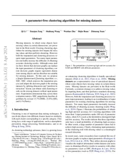 A parameter-free clustering algorithm for missing datasets