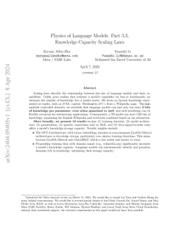Physics of Language Models: Part 3.3, Knowledge Capacity Scaling Laws