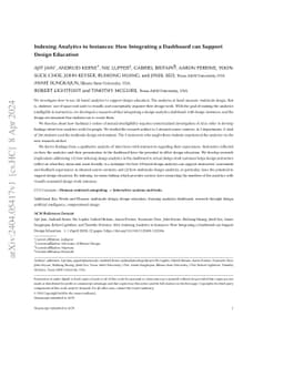 Indexing Analytics to Instances: How Integrating a Dashboard can Support
  Design Education