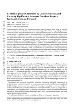 Re-Ranking News Comments by Constructiveness and Curiosity Significantly
  Increases Perceived Respect, Trustworthiness, and Interest