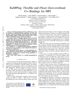 KaMPIng: Flexible and (Near) Zero-overhead C++ Bindings for MPI
