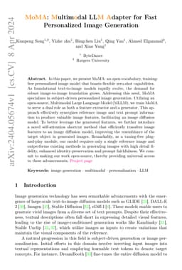 MoMA: Multimodal LLM Adapter for Fast Personalized Image Generation