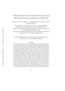 Automated discovery of symbolic laws governing skill acquisition from
  naturally occurring data