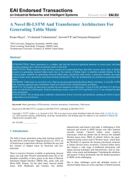 A Novel Bi-LSTM And Transformer Architecture For Generating Tabla Music