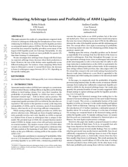 Measuring Arbitrage Losses and Profitability of AMM Liquidity