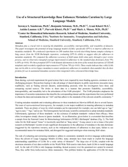 Use of a Structured Knowledge Base Enhances Metadata Curation by Large Language Models