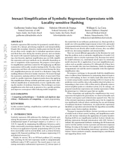 Inexact Simplification of Symbolic Regression Expressions with
  Locality-sensitive Hashing