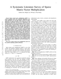 A Systematic Literature Survey of Sparse Matrix-Vector Multiplication
