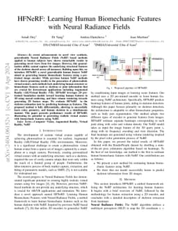 HFNeRF: Learning Human Biomechanic Features with Neural Radiance Fields