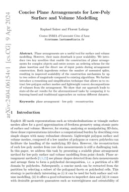 Concise Plane Arrangements for Low-Poly Surface and Volume Modelling