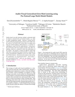 Audio-Visual Generalized Zero-Shot Learning using Pre-Trained Large
  Multi-Modal Models