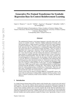 Generative Pre-Trained Transformer for Symbolic Regression Base
  In-Context Reinforcement Learning