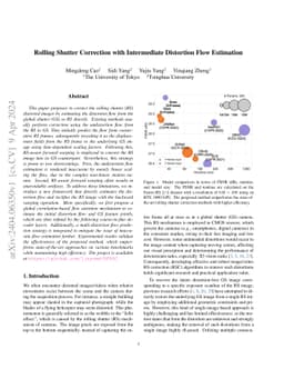 Rolling Shutter Correction with Intermediate Distortion Flow Estimation