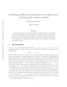 Hoeffding and Bernstein inequalities for weighted sums of exchangeable
  random variables