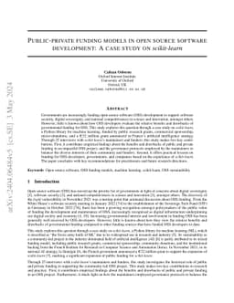 Public-private funding models in open source software development: A
  case study on scikit-learn