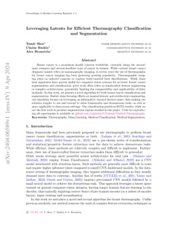 Leveraging Latents for Efficient Thermography Classification and
  Segmentation