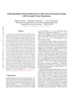 Calibrating Higher-Order Statistics for Few-Shot Class-Incremental
  Learning with Pre-trained Vision Transformers