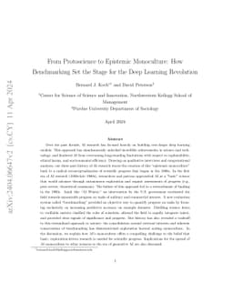 From Protoscience to Epistemic Monoculture: How Benchmarking Set the
  Stage for the Deep Learning Revolution