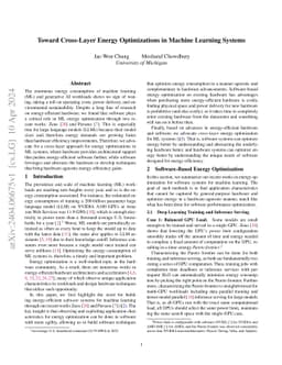 Toward Cross-Layer Energy Optimizations in Machine Learning Systems