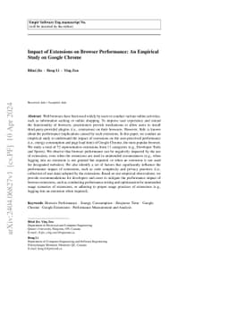 Impact of Extensions on Browser Performance: An Empirical Study on
  Google Chrome