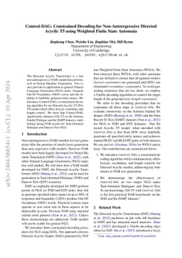 Control-DAG: Constrained Decoding for Non-Autoregressive Directed
  Acyclic T5 using Weighted Finite State Automata