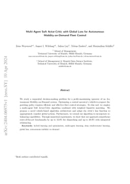 Multi-Agent Soft Actor-Critic with Global Loss for Autonomous
  Mobility-on-Demand Fleet Control