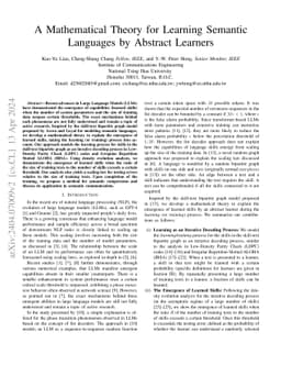 A Mathematical Theory for Learning Semantic Languages by Abstract
  Learners