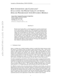 How Consistent are Clinicians? Evaluating the Predictability of Sepsis
  Disease Progression with Dynamics Models