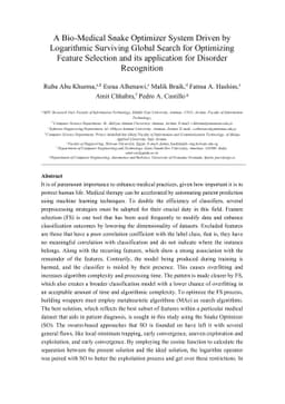 A Bio-Medical Snake Optimizer System Driven by Logarithmic Surviving
  Global Search for Optimizing Feature Selection and its application for
  Disorder Recognition