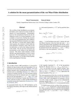 A solution for the mean parametrization of the von Mises-Fisher
  distribution