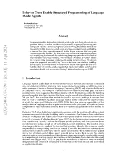 Behavior Trees Enable Structured Programming of Language Model Agents