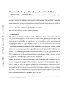 Differentiable Rendering as a Way to Program Cable-Driven Soft Robots