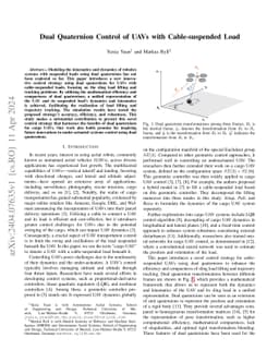 Dual Quaternion Control of UAVs with Cable-suspended Load