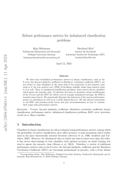 Robust performance metrics for imbalanced classification problems