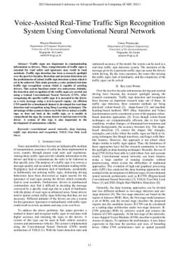 Voice-Assisted Real-Time Traffic Sign Recognition System Using
  Convolutional Neural Network