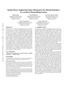 Snake Story: Exploring Game Mechanics for Mixed-Initiative Co-creative
  Storytelling Games
