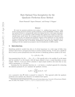 Rate-Optimal Non-Asymptotics for the Quadratic Prediction Error Method