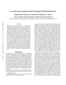 Live and Learn: Continual Action Clustering with Incremental Views