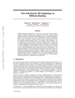 View Selection for 3D Captioning via Diffusion Ranking