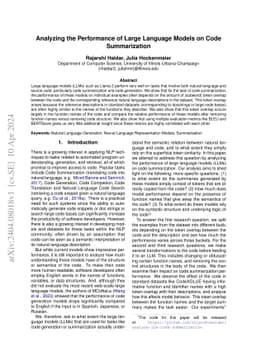 Analyzing the Performance of Large Language Models on Code Summarization