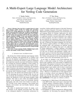 A Multi-Expert Large Language Model Architecture for Verilog Code
  Generation