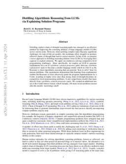 Distilling Algorithmic Reasoning from LLMs via Explaining Solution
  Programs