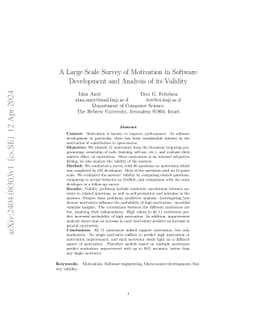 A Large Scale Survey of Motivation in Software Development and Analysis
  of its Validity