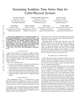 Generating Synthetic Time Series Data for Cyber-Physical Systems