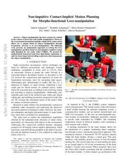 Non-impulsive Contact-Implicit Motion Planning for Morpho-functional
  Loco-manipulation