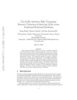 Can LLMs substitute SQL? Comparing Resource Utilization of Querying LLMs
  versus Traditional Relational Databases