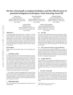 On the critical path to implant backdoors and the effectiveness of
  potential mitigation techniques: Early learnings from XZ