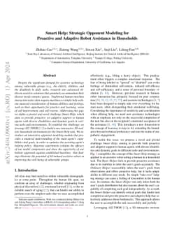 Smart Help: Strategic Opponent Modeling for Proactive and Adaptive Robot
  Assistance in Households
