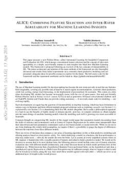 ALICE: Combining Feature Selection and Inter-Rater Agreeability for
  Machine Learning Insights