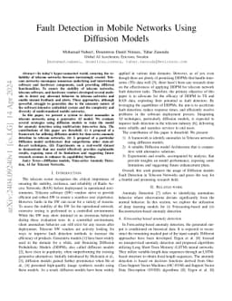 Fault Detection in Mobile Networks Using Diffusion Models